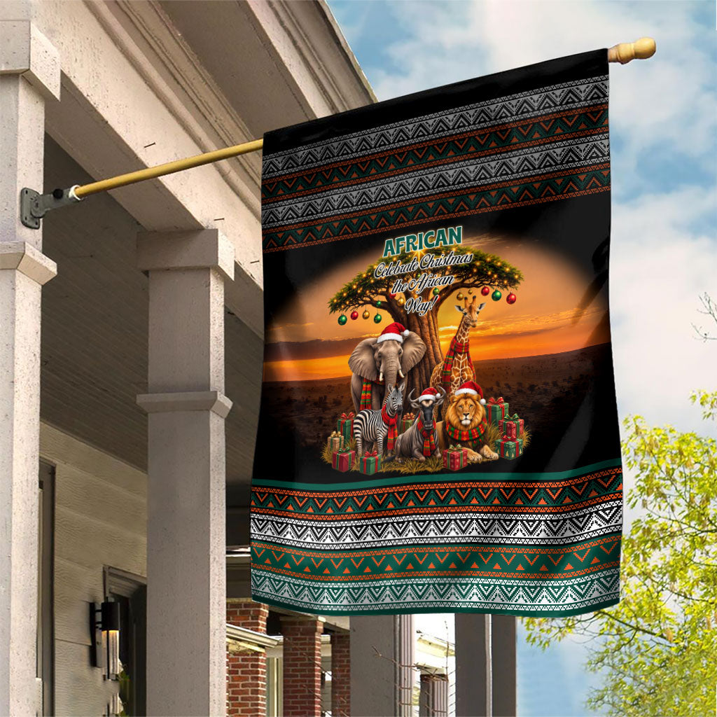 African Safari Animals Christmas Garden Flag Savannah Wildlife Festive Holiday Tribal Pattern