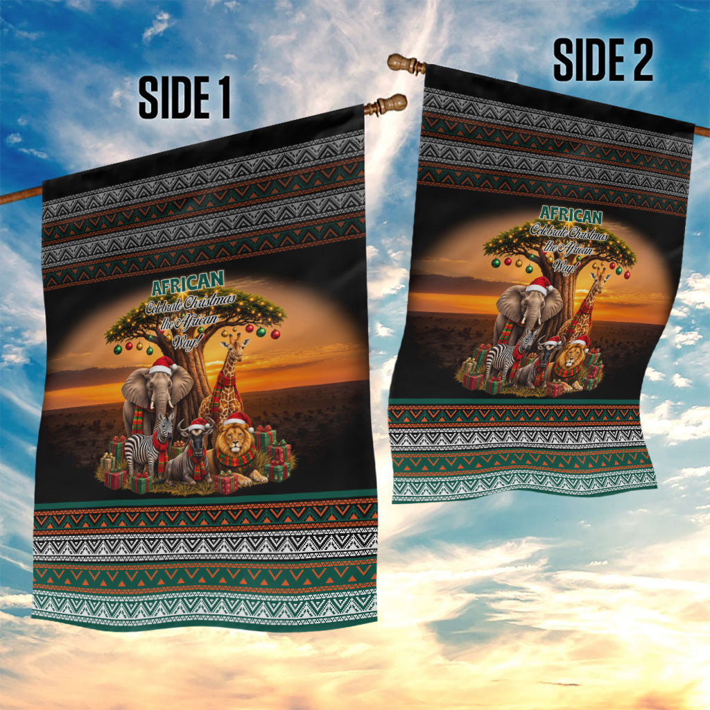 African Safari Animals Christmas Garden Flag Savannah Wildlife Festive Holiday Tribal Pattern