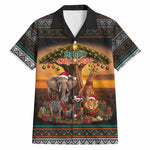 African Safari Animals Christmas Hawaiian Shirt Savannah Wildlife Festive Holiday Tribal Pattern