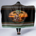 African Safari Animals Christmas Hooded Blanket Savannah Wildlife Festive Holiday Tribal Pattern