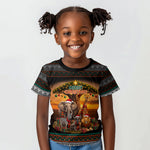 African Safari Animals Christmas Kid T shirt Savannah Wildlife Festive Holiday Tribal Pattern