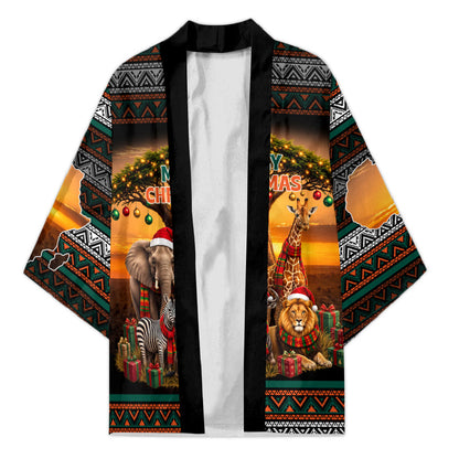 African Safari Animals Christmas Kimono Savannah Wildlife Festive Holiday Tribal Pattern