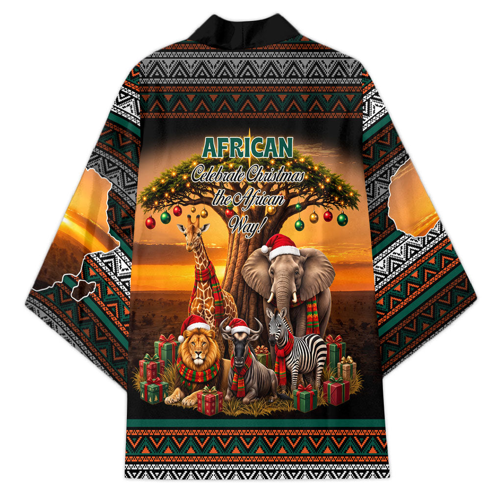 African Safari Animals Christmas Kimono Savannah Wildlife Festive Holiday Tribal Pattern