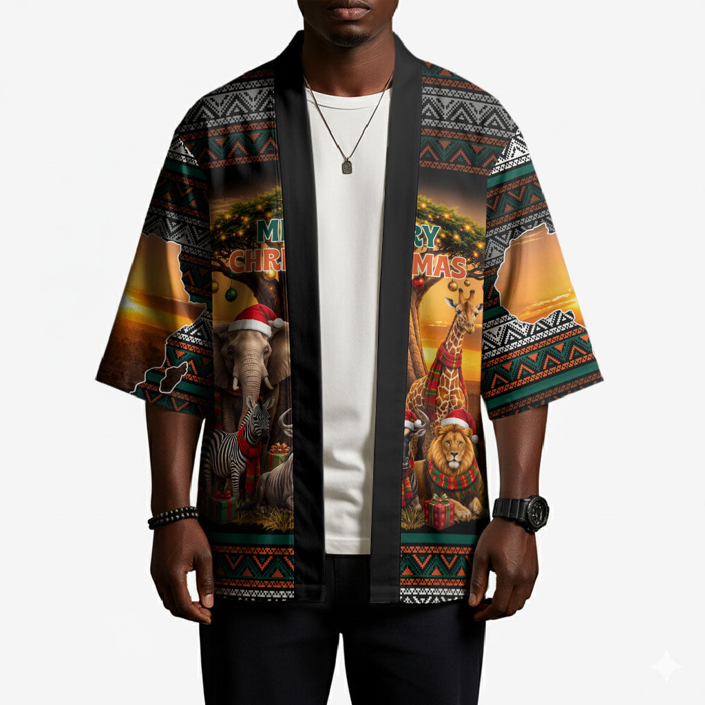 African Safari Animals Christmas Kimono Savannah Wildlife Festive Holiday Tribal Pattern