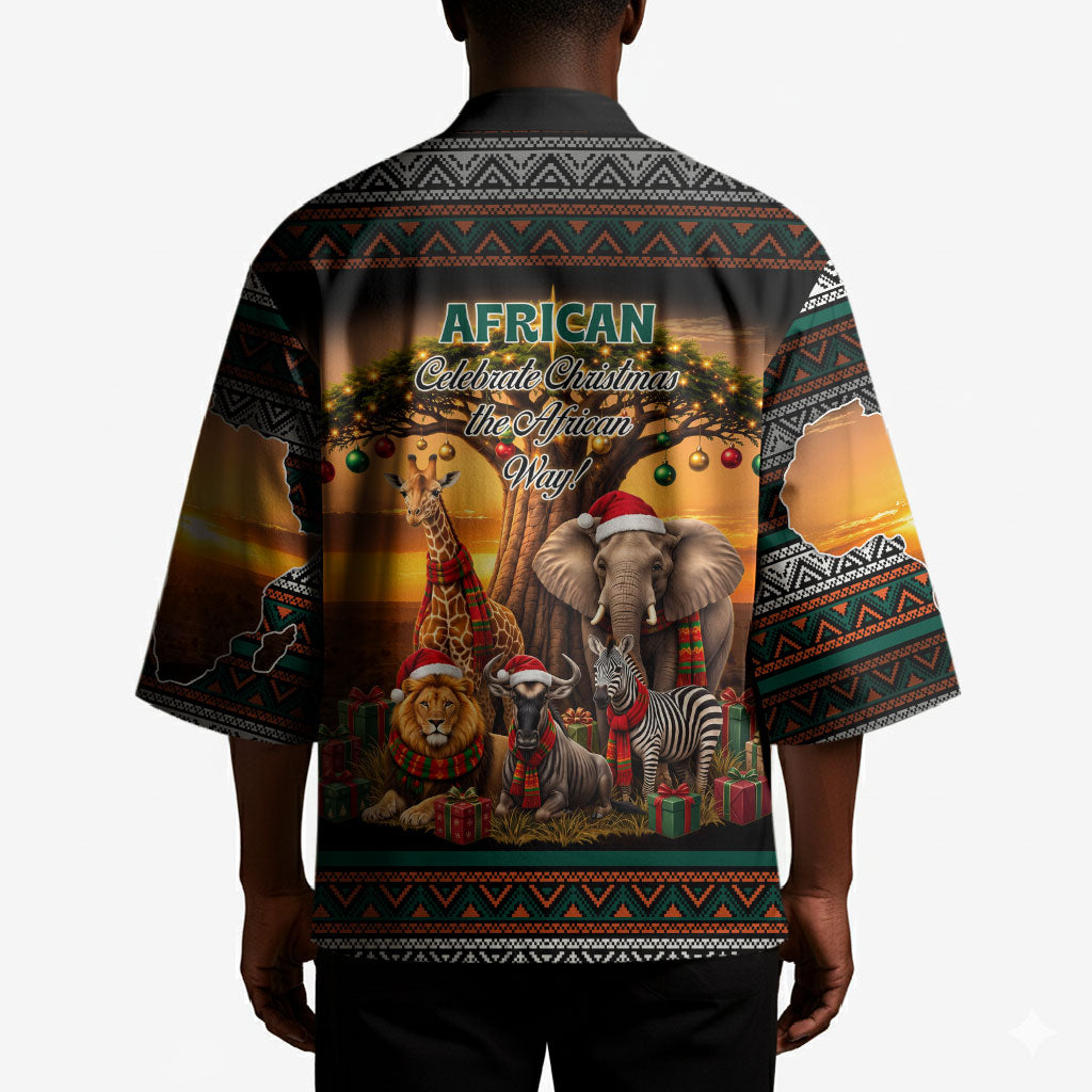 African Safari Animals Christmas Kimono Savannah Wildlife Festive Holiday Tribal Pattern