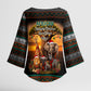 African Safari Animals Christmas Kimono Sleeve Blouse Savannah Wildlife Festive Holiday Tribal Pattern