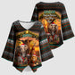 African Safari Animals Christmas Kimono Sleeve Blouse Savannah Wildlife Festive Holiday Tribal Pattern
