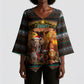 African Safari Animals Christmas Kimono Sleeve Blouse Savannah Wildlife Festive Holiday Tribal Pattern