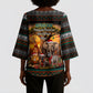 African Safari Animals Christmas Kimono Sleeve Blouse Savannah Wildlife Festive Holiday Tribal Pattern