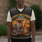 African Safari Animals Christmas Knitted V-Neck Vest Savannah Wildlife Festive Holiday Tribal Pattern