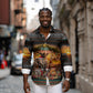 African Safari Animals Christmas Long Sleeve Button Shirt Savannah Wildlife Festive Holiday Tribal Pattern