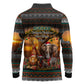 African Safari Animals Christmas Long Sleeve Polo Shirt Savannah Wildlife Festive Holiday Tribal Pattern