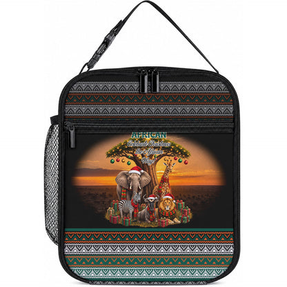 African Safari Animals Christmas Lunch Bag Savannah Wildlife Festive Holiday Tribal Pattern