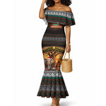African Safari Animals Christmas Mermaid Dress Savannah Wildlife Festive Holiday Tribal Pattern