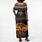 African Safari Animals Christmas Off Shoulder Maxi Dress Savannah Wildlife Festive Holiday Tribal Pattern