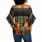 African Safari Animals Christmas Off Shoulder Wrap Waist Top Savannah Wildlife Festive Holiday Tribal Pattern