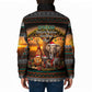 African Safari Animals Christmas Padded Jacket Savannah Wildlife Festive Holiday Tribal Pattern