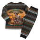 African Safari Animals Christmas Pajama Set Savannah Wildlife Festive Holiday Tribal Pattern