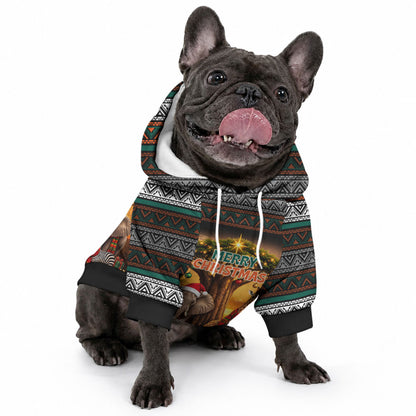 African Safari Animals Christmas Pet Hoodie Savannah Wildlife Festive Holiday Tribal Pattern