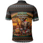 African Safari Animals Christmas Polo Shirt Savannah Wildlife Festive Holiday Tribal Pattern