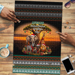African Safari Animals Christmas Puzzle Savannah Wildlife Festive Holiday Tribal Pattern