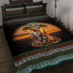 African Safari Animals Christmas Quilt Bed Set Savannah Wildlife Festive Holiday Tribal Pattern