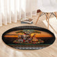 African Safari Animals Christmas Round Carpet Savannah Wildlife Festive Holiday Tribal Pattern