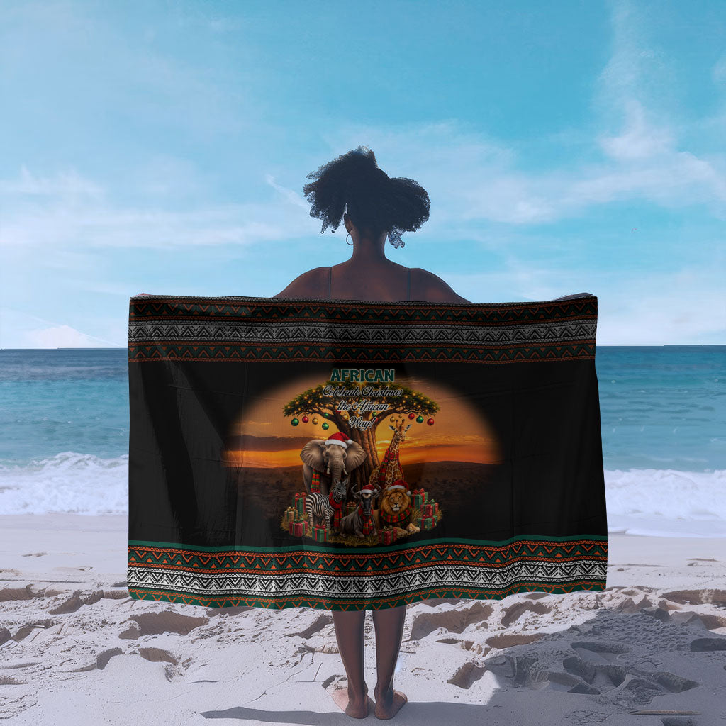 African Safari Animals Christmas Sarong Savannah Wildlife Festive Holiday Tribal Pattern