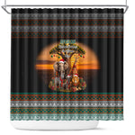 African Safari Animals Christmas Shower Curtain Savannah Wildlife Festive Holiday Tribal Pattern