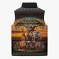 African Safari Animals Christmas Sleeveless Puffer Jacket Savannah Wildlife Festive Holiday Tribal Pattern