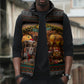 African Safari Animals Christmas Sleeveless Puffer Jacket Savannah Wildlife Festive Holiday Tribal Pattern