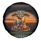 African Safari Animals Christmas Spare Tire Cover Savannah Wildlife Festive Holiday Tribal Pattern