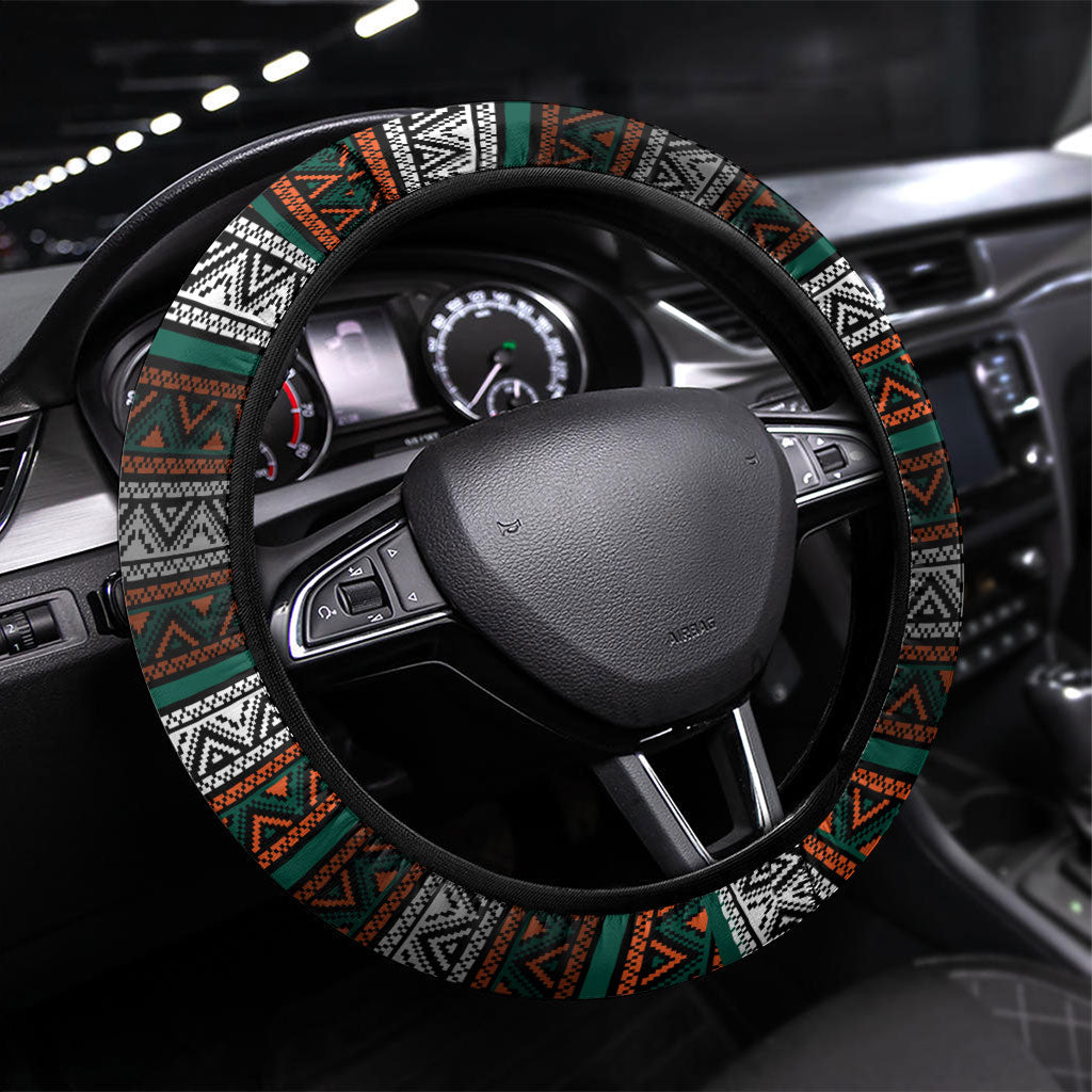 African Safari Animals Christmas Steering Wheel Cover Savannah Wildlife Festive Holiday Tribal Pattern