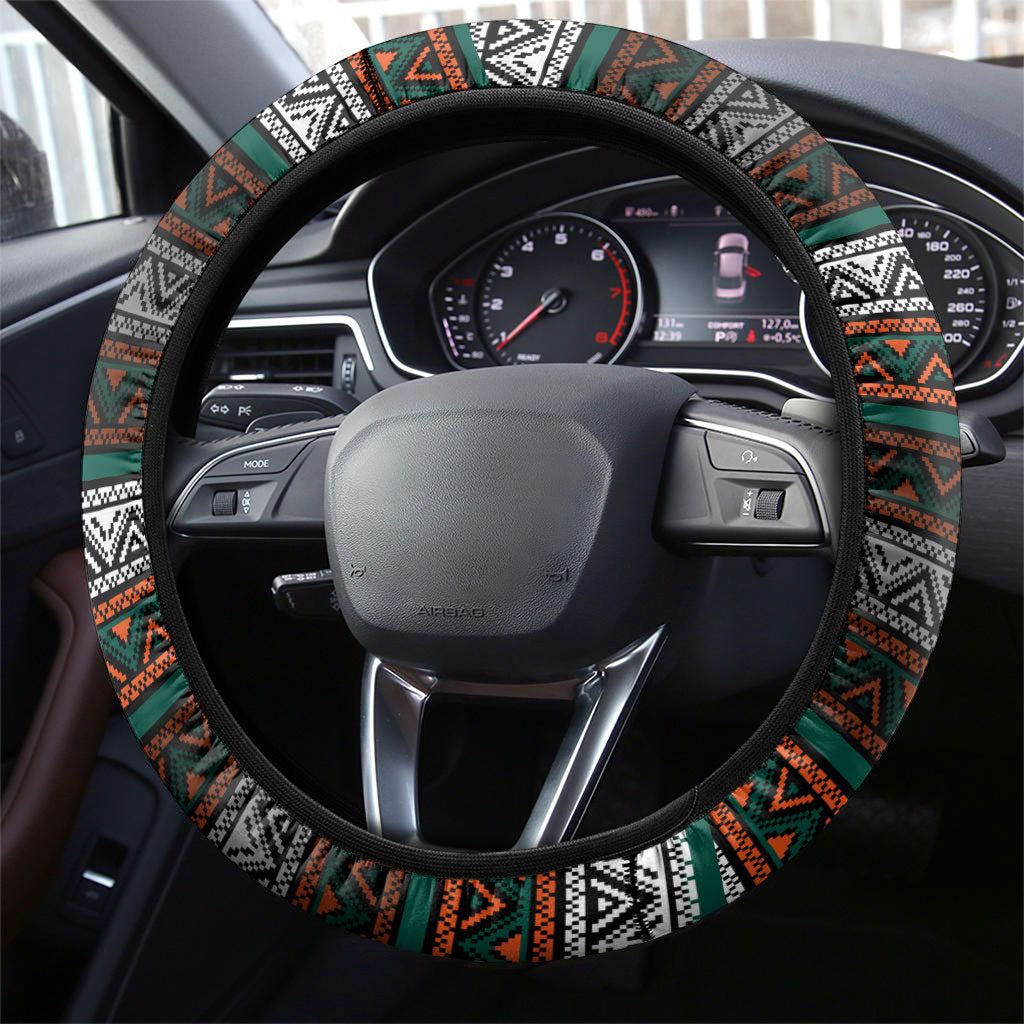 African Safari Animals Christmas Steering Wheel Cover Savannah Wildlife Festive Holiday Tribal Pattern