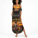 African Safari Animals Christmas Summer Maxi Dress Savannah Wildlife Festive Holiday Tribal Pattern