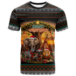 African Safari Animals Christmas T shirt Savannah Wildlife Festive Holiday Tribal Pattern