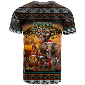African Safari Animals Christmas T shirt Savannah Wildlife Festive Holiday Tribal Pattern