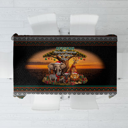 African Safari Animals Christmas Tablecloth Savannah Wildlife Festive Holiday Tribal Pattern