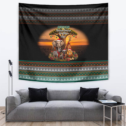 African Safari Animals Christmas Tapestry Savannah Wildlife Festive Holiday Tribal Pattern
