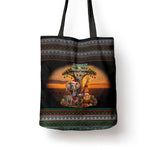 African Safari Animals Christmas Tote Bag Savannah Wildlife Festive Holiday Tribal Pattern