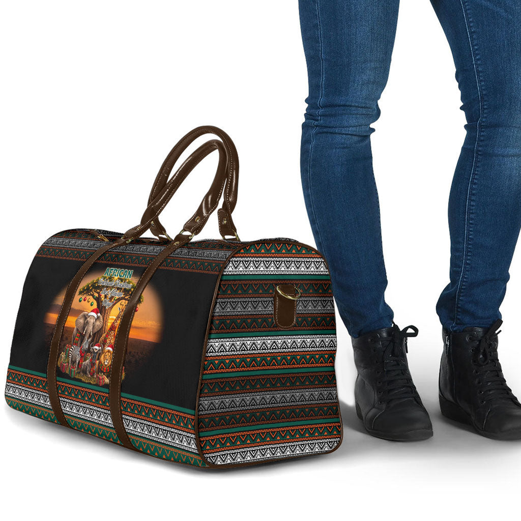 African Safari Animals Christmas Travel Bag Savannah Wildlife Festive Holiday Tribal Pattern