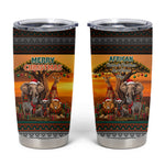 African Safari Animals Christmas Tumbler Cup Savannah Wildlife Festive Holiday Tribal Pattern