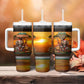 African Safari Animals Christmas Tumbler With Handle Savannah Wildlife Festive Holiday Tribal Pattern