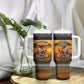 African Safari Animals Christmas Tumbler With Handle Savannah Wildlife Festive Holiday Tribal Pattern