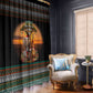 African Safari Animals Christmas Window Curtain Savannah Wildlife Festive Holiday Tribal Pattern