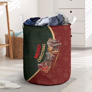African Safari Animals Christmas Sleigh Laundry Basket Festive Wildlife Tribal Pattern Santa Sleigh