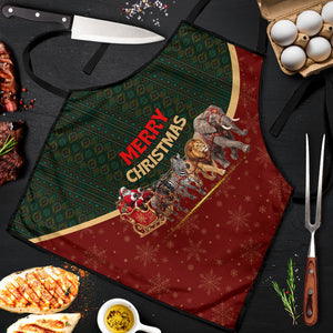 African Safari Animals Christmas Sleigh Apron Festive Wildlife Tribal Pattern Santa Sleigh