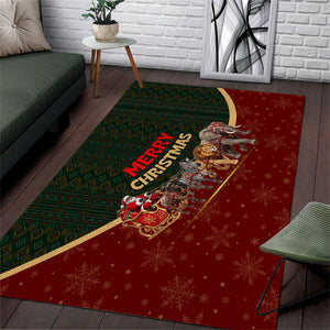 African Safari Animals Christmas Sleigh Area Rug Festive Wildlife Tribal Pattern Santa Sleigh
