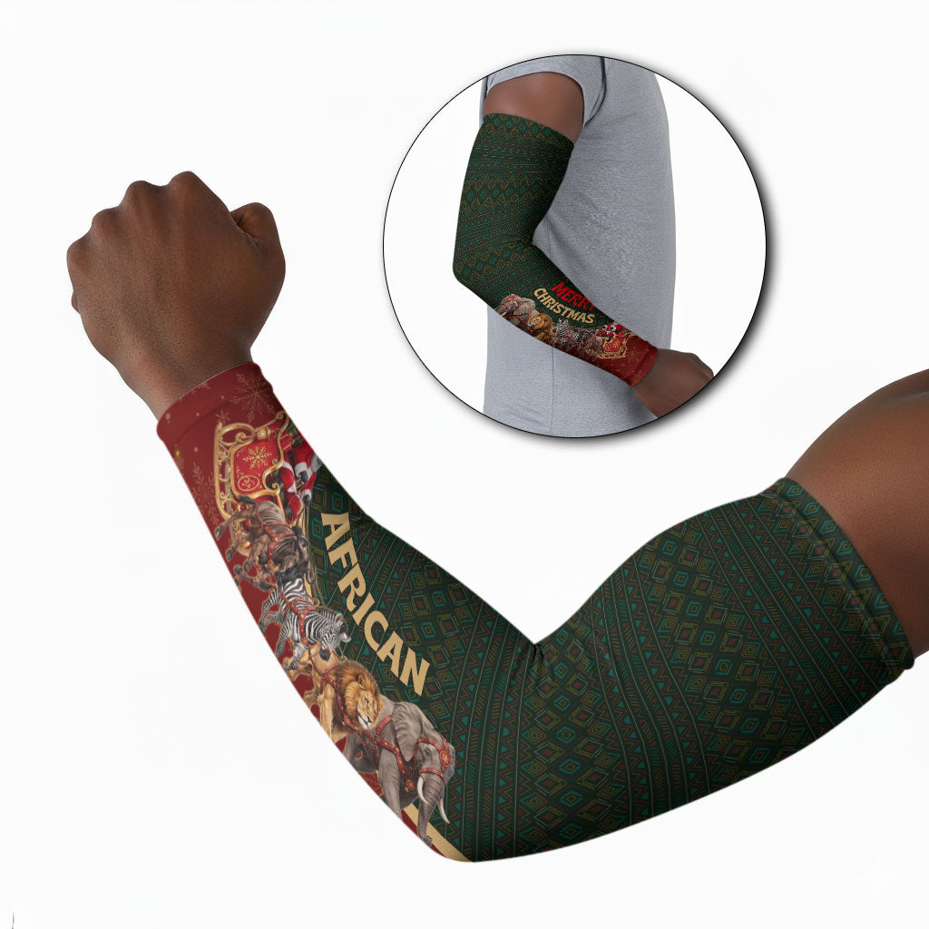 African Safari Animals Christmas Sleigh Arm Sleeves Festive Wildlife Tribal Pattern Santa Sleigh