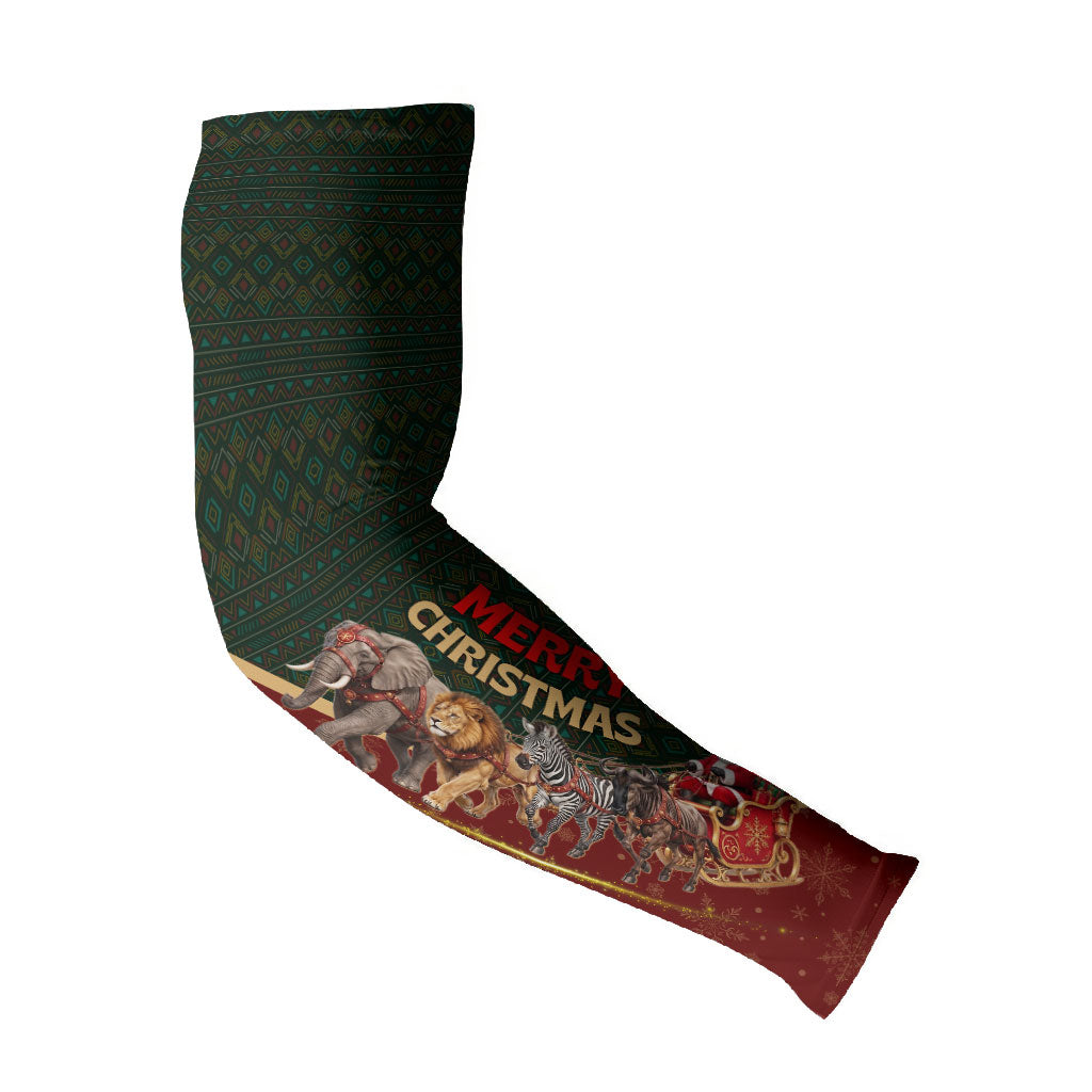 African Safari Animals Christmas Sleigh Arm Sleeves Festive Wildlife Tribal Pattern Santa Sleigh